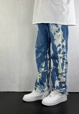Bleached Blue Levi's Jeans Relaxed Fit Distressed Jeans Mens