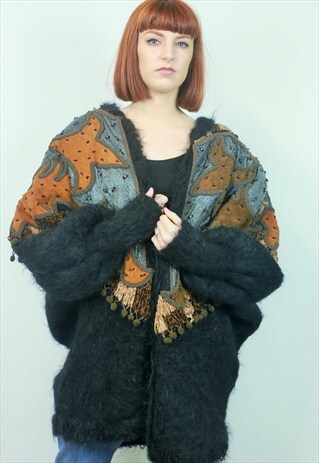 VINTAGE PATTERNED HEAVY MOHAIR CARDIGAN