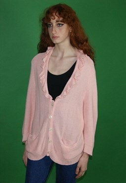 Vintage 90s Ralph Lauren Pink Cotton Cardigan Size Womens XL