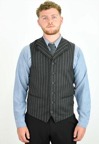 VINTAGE 80S PINSTRIPE WALLSTREET WAISTCOAT