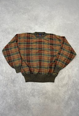 Gant Knitted Jumper Checked Patterned Grandad Sweater