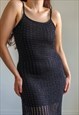 VINTAGE 90S CROCHET DRESS IN BLACK DIAMANTE