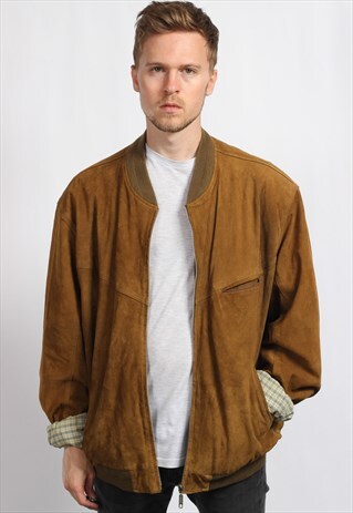 VINTAGE SUEDE OVERSIZED BOMBER JACKET