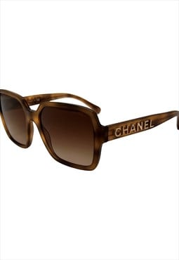 Chanel Sunglasses Square Oversized Brown Gold Logo 5408