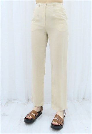 90S VINTAGE CREAM YELLOW HIGH WAISTED TROUSERS