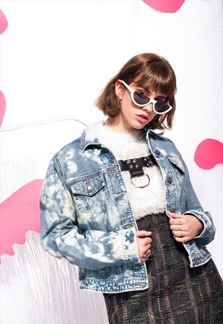 VINTAGE DENIM JACKET 90S REWORKED TIE-DYE BLEACH JEAN JACKET