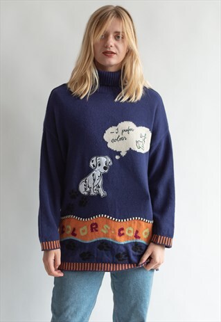 VINTAGE FUNKY ROLL-NECK JUMPER WITH PATTERN
