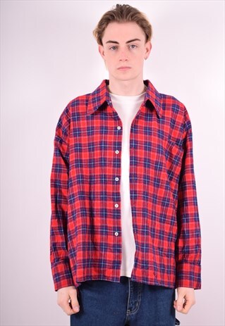 MENS VINTAGE SHIRT XXXL RED CHECK 90S