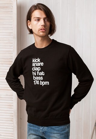 DJ SWEATSHIRT KICK SNARE 174 BPM MUSIC DRUM & BASS JUMPER