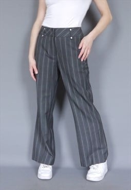 Vintage Y2K grey pinstripe straight leg trousers 