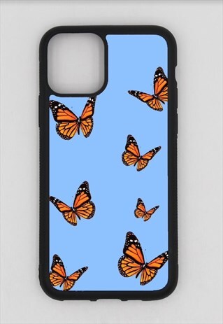 IPHONE 11 PRO MAX, BLUE AND ORANGE BUTTERFLY IPHONE CASE