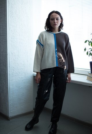 VINTAGE 80'S COLOR BLOCK WOOL JUMPER