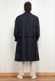 VINTAGE 80'S MEN BELTED MAC COAT IN BLACK