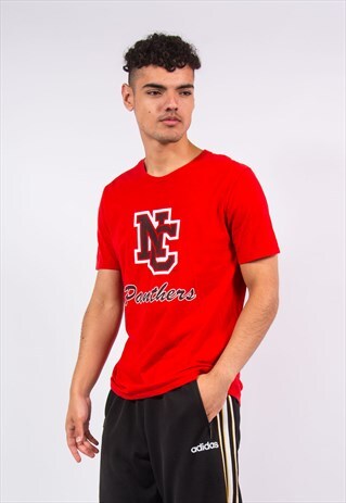 NIKE NC PANTHERS T-SHIRT RED CREW NECK TEE