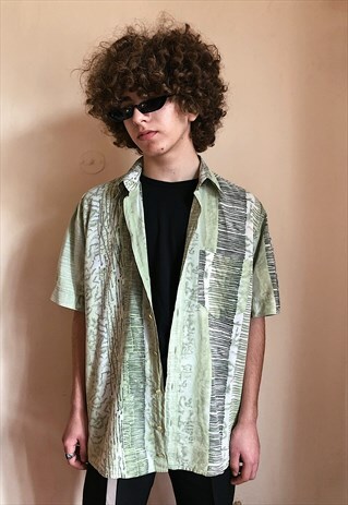 VINTAGE PASTEL GREEN ABSTRACT PATTERNED SHIRT