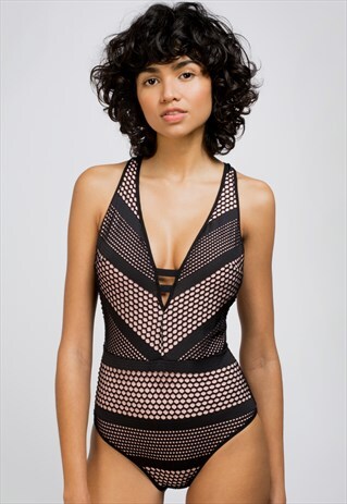 MULTI-POSITION SWIMSUIT IN WOVEN FABRIC