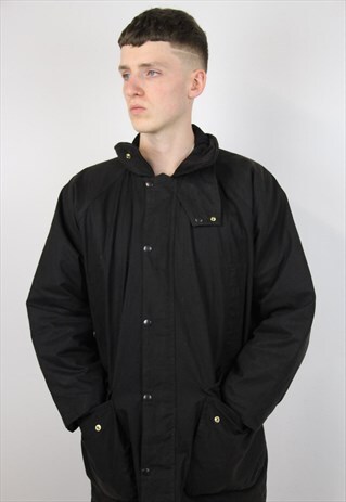 VINTAGE BLACK PADDED WAX JACKET
