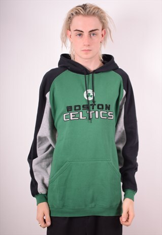 ADIDAS MENS VINTAGE CELTICS HOODIE JUMPER XL GREEN 90S