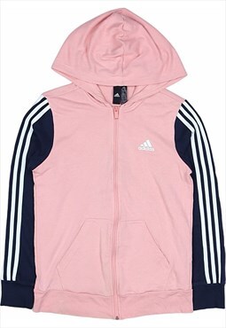 Adidas 90's Spellout Zip Up Hoodie Small Pink