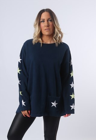 SWEATSHIRT JUMPER OVERSIZED STARS SWEAT UK 14 - 16 (CWCS)