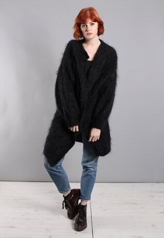 VINTAGE 80S FLUFFY LONG OVERSIZE CARDIGAN