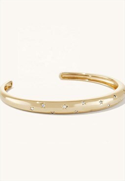 Sterling Silver Gold Plated Little Stars Dome Bracelet