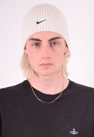 NIKE MENS VINTAGE BEANIE ONE SIZE WHITE 90S