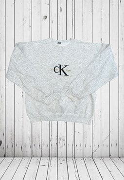 VINTAGE Grey embroidered calvin klein sweatshirt 