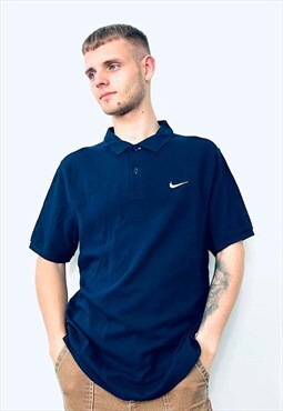 Nike Navy Polo Shirt Small Swoosh Size Large