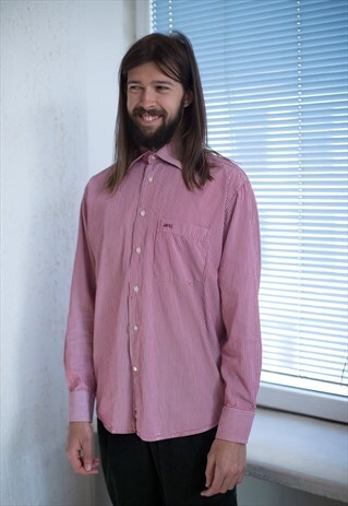 VINTAGE 90'S RED/WHITE STRIPED SHIRT