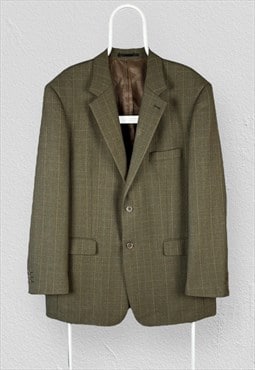 Vintage Skopes Tweed Check Blazer Green Wool Mens UK 46