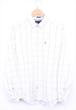 Vintage Tommy Hilfiger Shirt White Check With Chest Logo