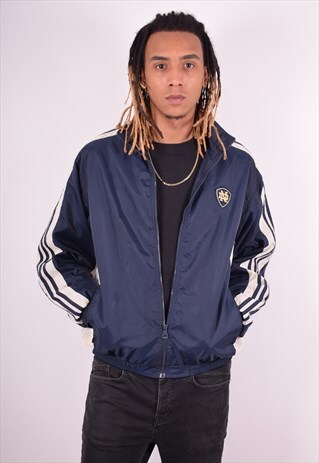 ADIDAS MENS VINTAGE TRACKSUIT TOP JACKET MEDIUM NAVY BLUE 90