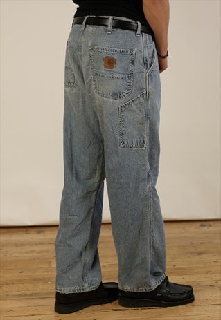 VINTAGE CARHARTT CARPENTER PANTS MEN'S LIGHT BLUE