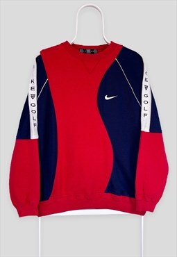 Vintage Reworked Nike Golf Sweatshirt Red Blue Medium