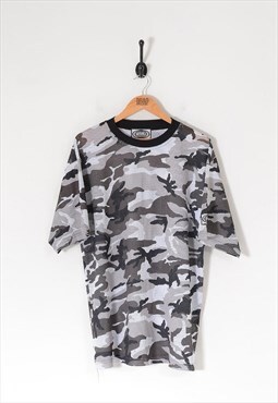 Vintage camouflage mesh t-shirt grey xl - bv10151