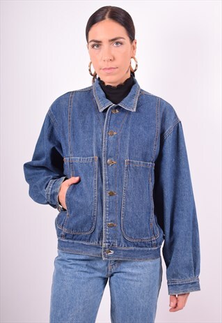 WOMENS VINTAGE DENIM JACKET LARGE BLUE 90'S
