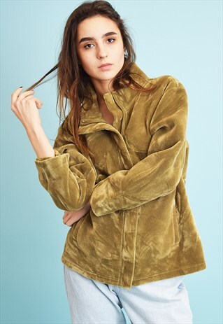 90'S RETRO FAUX FUR FURRY WINTER SWEATSHIRT JACKET