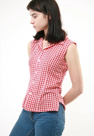 90S VINTAGE VTG RARE CHECKED SHORT SHIRT CROP TOP 308