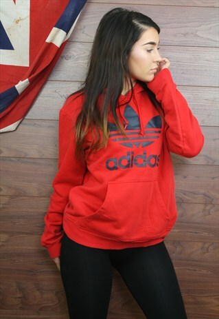 VINTAGE ADIDAS 90'S OVERSIZED HOODIE RED ,MEDIUM,68