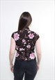 Y2K FLOWERS BLOUSE IN BROWN COLOR, VINTAGE 2000S FLORAL 