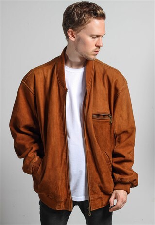 VINTAGE OVERSIZED SUEDE BOMBER JACKET