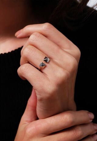 DOUBLE SQUARE STERLING SILVER RING