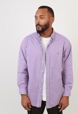 "Men's Vintage Polo Ralph Lauren Purple Striped Shirt