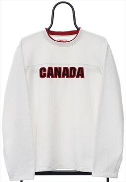 Vintage Canada Spellout White Sweatshirt Mens