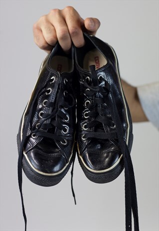 VINTAGE CONVERSE PATENT BLACK TRAINERS