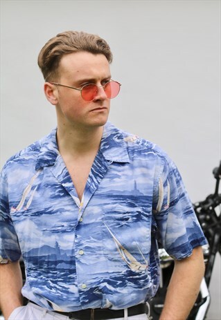 NAUTICA SAILING BOAT HAVANA COLLAR VINTAGE SHIRT
