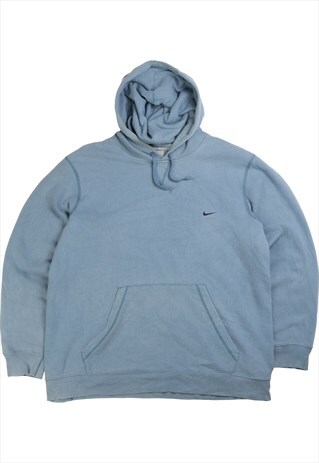 Vintage  Nike Hoodie Heavyweight Swoosh Pullover Blue Large