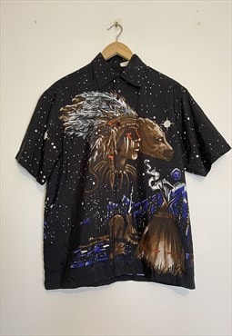 Vintage 90s Native American Bear Celestial Shirt L