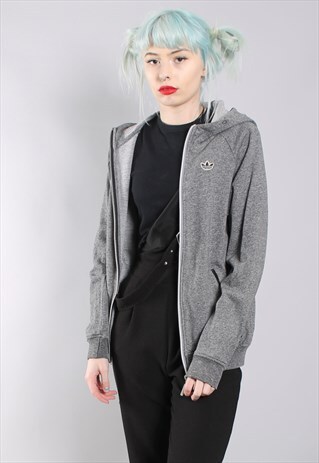 VINTAGE ADIDAS HOODIE BAGGY FIT OVERSIZE GREY